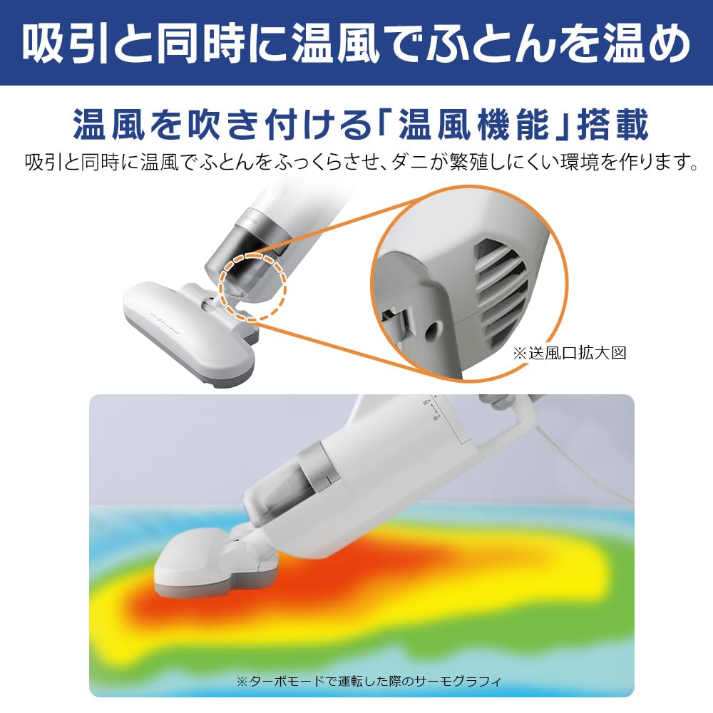 IRIS OHYAMA Futon Cleaner (IC-FAC2) - White, Anti-Mite, Beating Head, Approximately 6,000 Times per Minute, Hot Air Function, Filter Included
