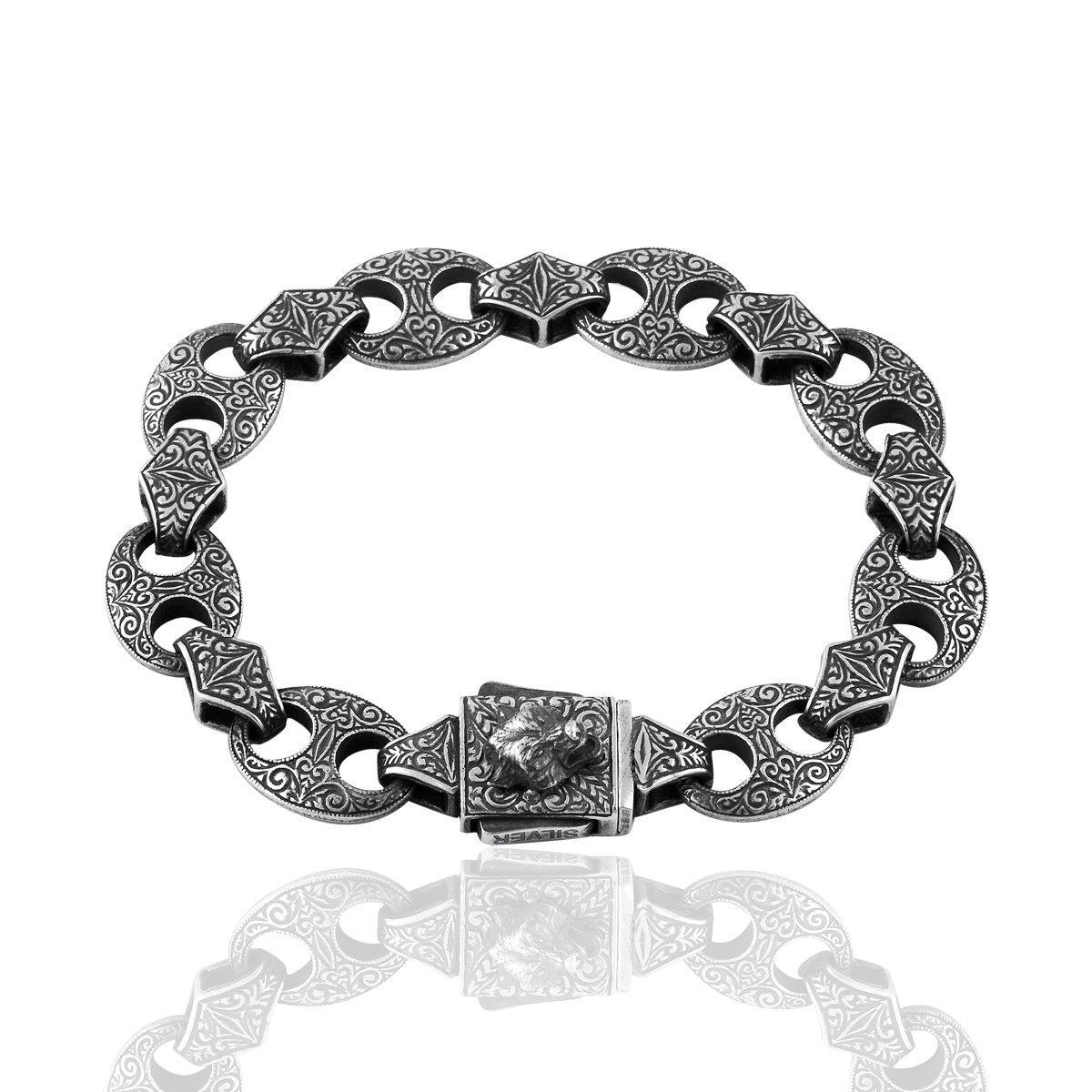 

Серебряный ручная инкрустация Серебряный браслет ручной работы 18cm серебряный