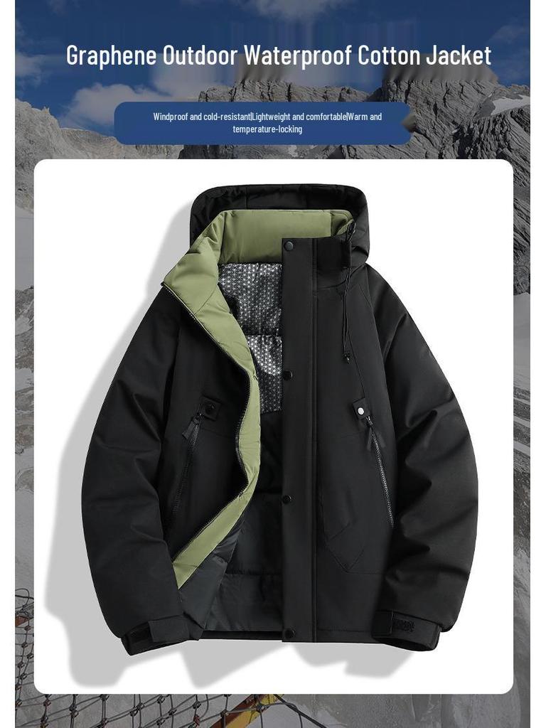 Unisex Heavyweight Hooded Winter Jacket - Thick, Warm, Casual Cotton Coat for Couples.