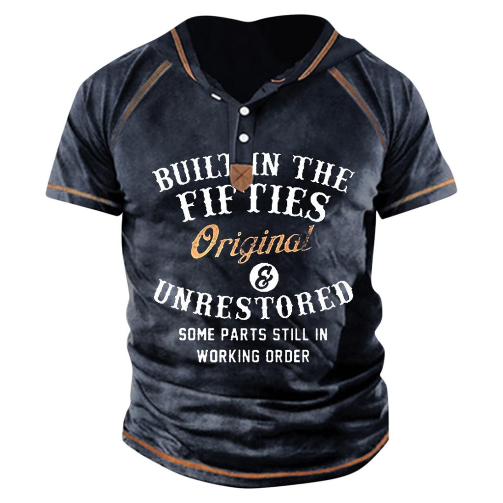 Men'S Printed T-Shirt Outdoor Street Short-Sleeved Hooded Button T-Shirt