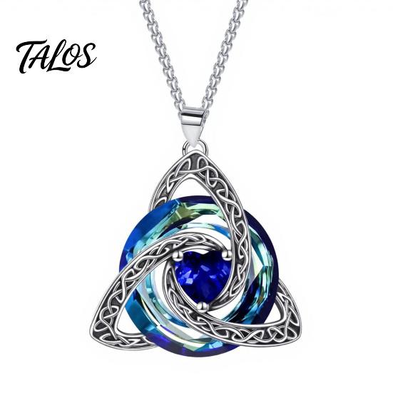 Ewiger Erinnerungsschmuck Keltisches Knoten-Geburtsstein-Halskette für Frauen, Zirkonia-Anhänger-Halskette, Personalisierte Geburtstagsgeschenk Irischer Schmuck, Ihre Frau September gray