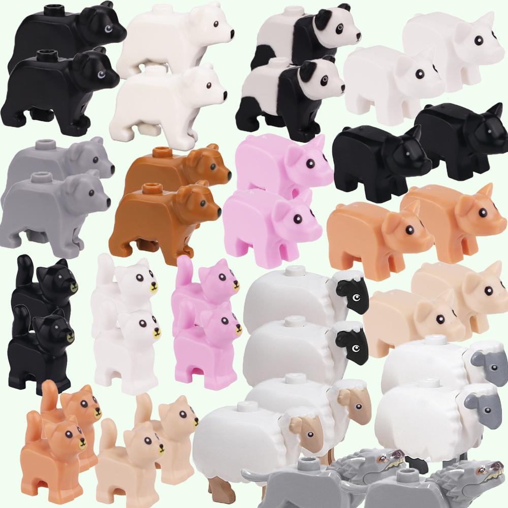 Bricks DIY Dog Wild Zoo Marine Animal Farm Animal Dinosaur World Building Blocks Building Blocks Assemble Cat Shark Penguin
