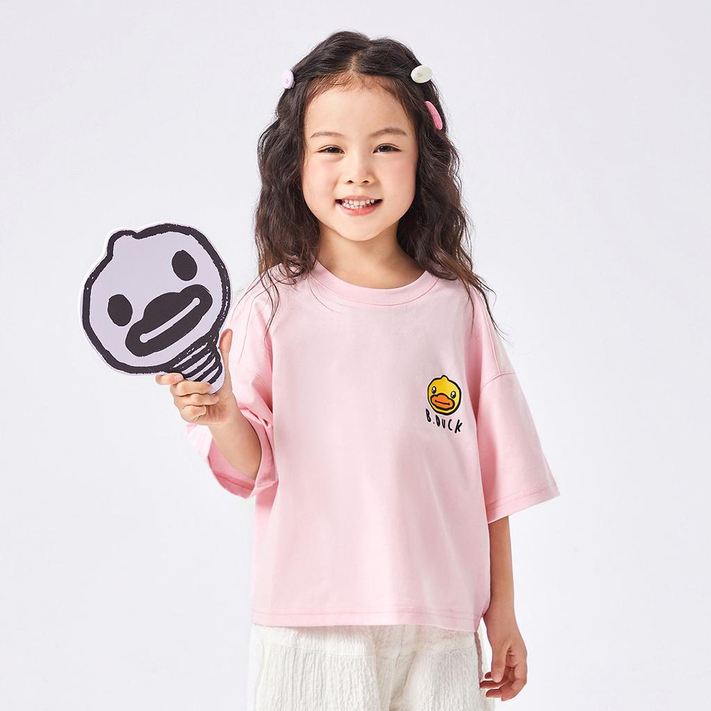 Little yellow duck children's clothing for boys and girls, loose and simple short sleeved T-shirt top