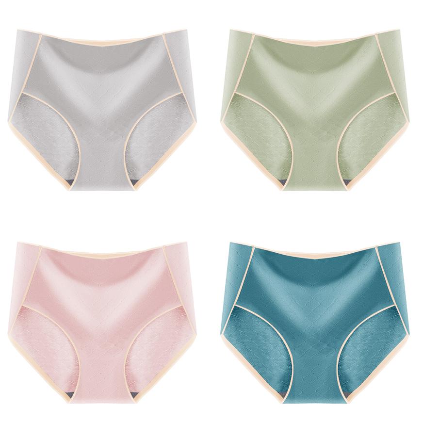 4 Teile/satz Süße Mädchen Einfarbig Slips Bequeme Atmungsaktive Baumwolle Nahtlose Hohe Taille Höschen Große Größe Casual Unterhosen