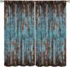 Retro Wooden Blackout Curtains   Rustic Farmhouse Vintage Brown Blue Plank Texture Prints Blackout Rod Pocket Window Treatments D