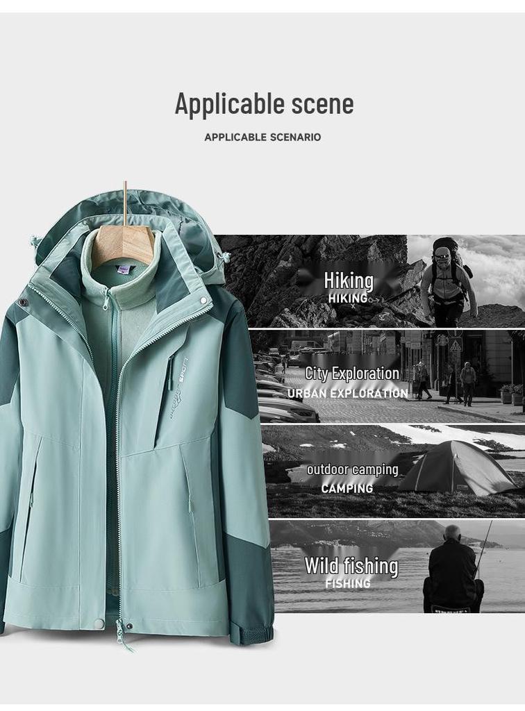 Mink Velvet Liner 3-in-1 Windproof Waterproof Jacket for Women & Men - Detachable, Warm Outerwear