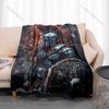 1PC Warrior, Helmet, Spear Print Adult Children Warm Blankets Home Travel Car Soft Comfortable Suitable for All Seasons