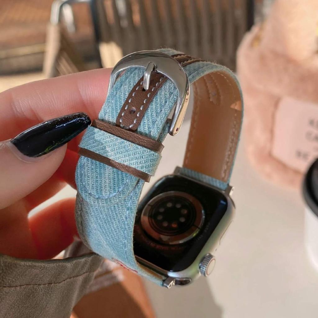 American Denim Leather Strap Is Suitable For Apple Watch Iwatchs 10Th Generation Applewatch98765Se