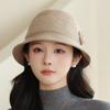 New Knitted Bucket Hat Women Autumn and Winter Warm Ear Protection Fashion Flower Elegant Mother Basin Hat