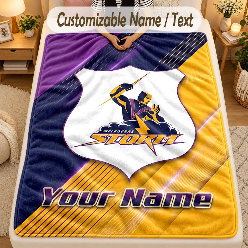 Flanelová deka Melbourne Storm Vlastní jméno Text Personalizovaná Měkká Teplá Přehozová deka Dekorace domu Dárek