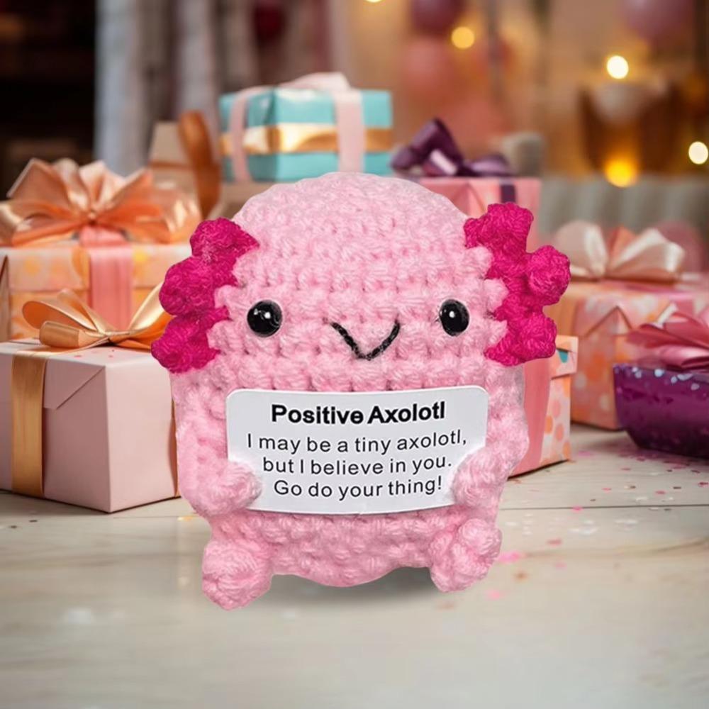 Yarn Positive Crochet Axolotl Handmade Doll Uplifting Knitting Toy  for Girls Teens Friends
