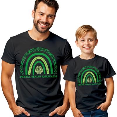 MensGreen Rainbow Brain Mental Health Awareness T-Shirt Tee Anxiety #MHA