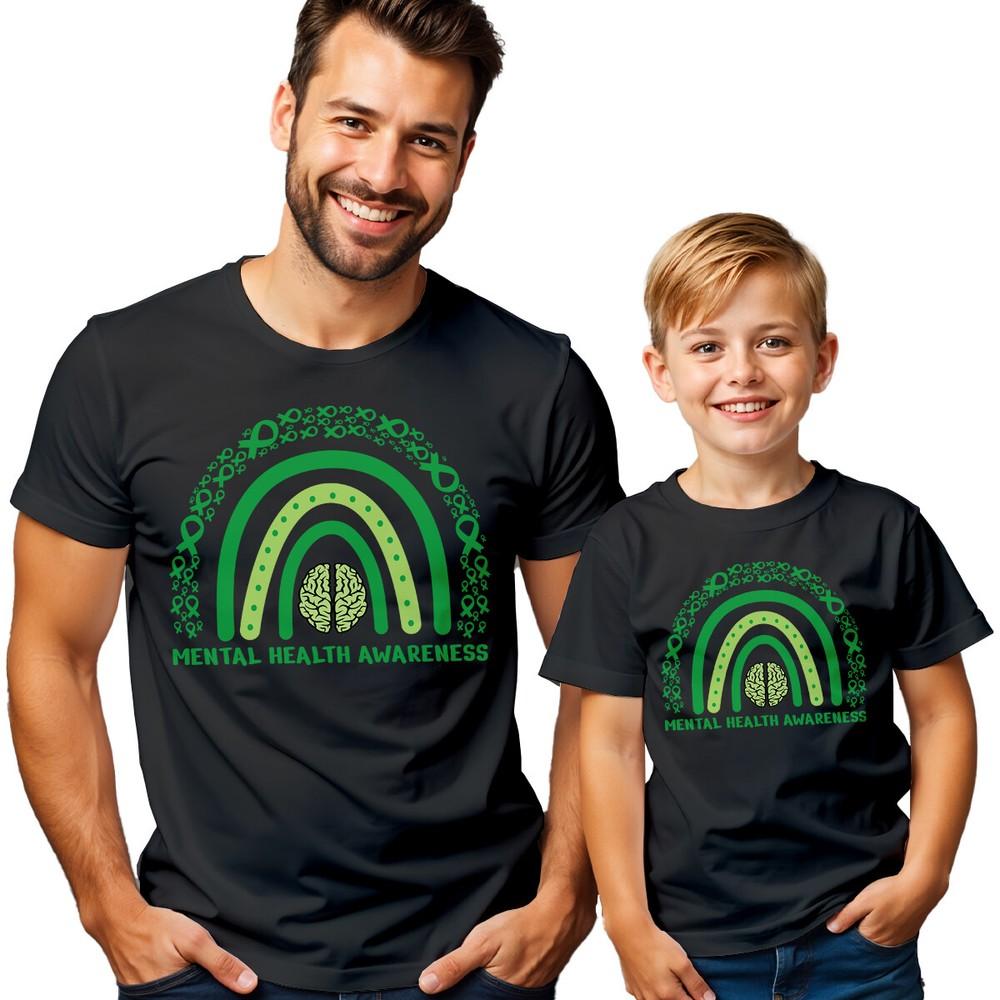MensGreen Rainbow Brain Mental Health Awareness T-Shirt Tee Anxiety #MHA