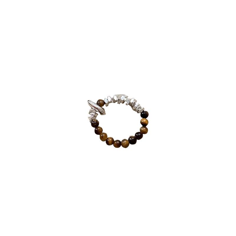 Retro Silver Tiger Eye Ring: High-End Autumn/Winter Maillard Index Finger Jewelry
