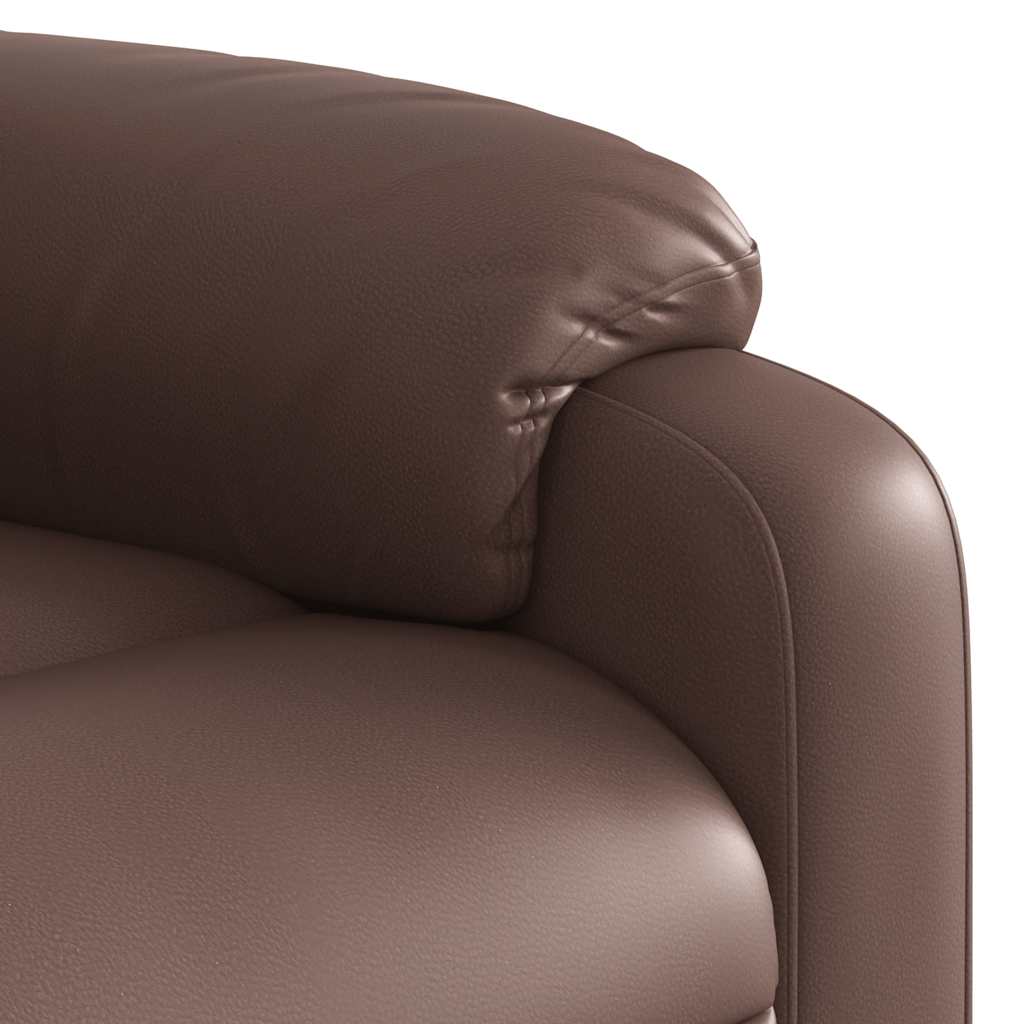 Electric Recliner Chair Brown Faux Leather