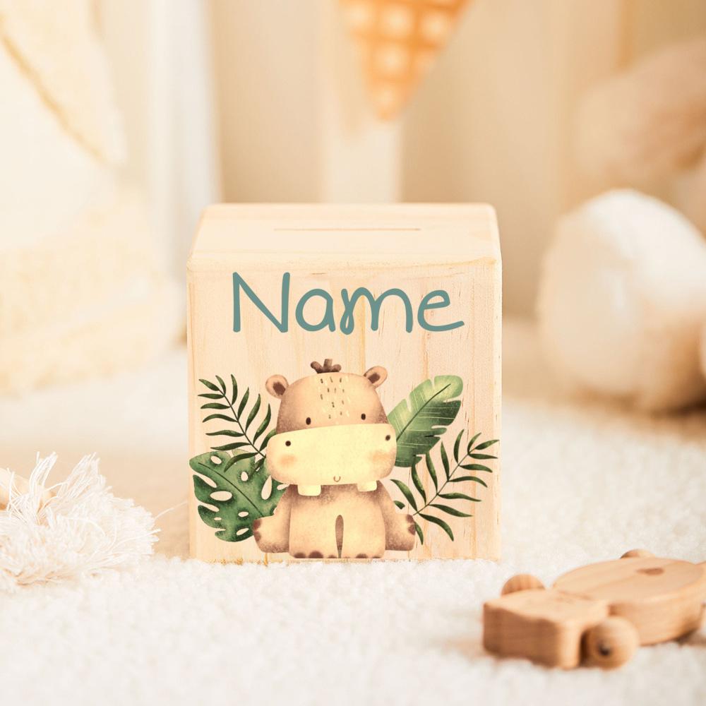 Personalized Money Box Animal with Name Kids Money Boxes Wooden Coin Bank Coin Collection Case Birthday Holiday Gift for Child