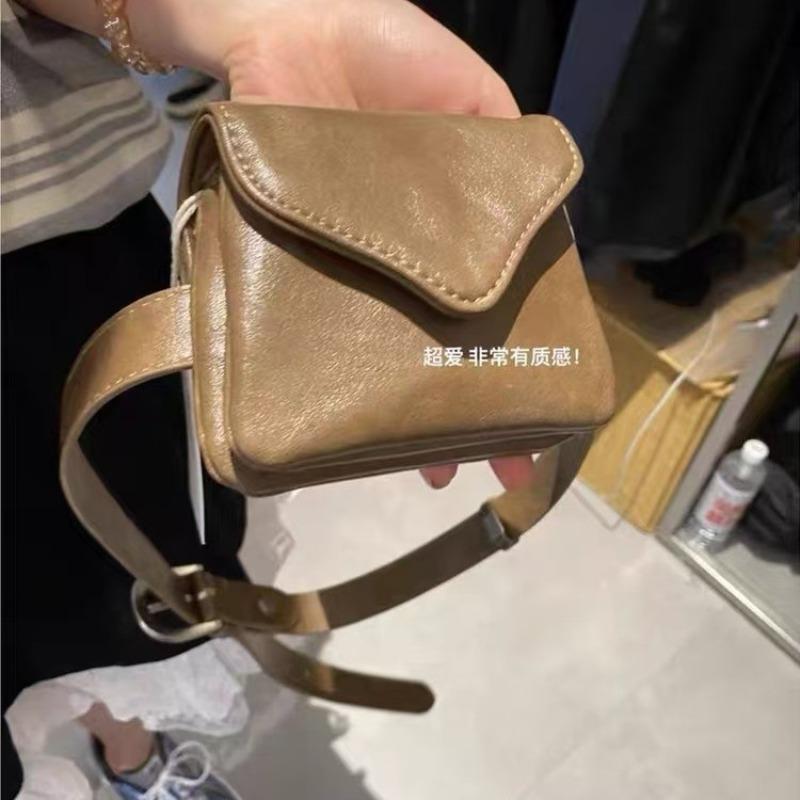 

2 Early autumn new Oni concave fanny pack fashion belt decorative card bag mini change bag чёрный