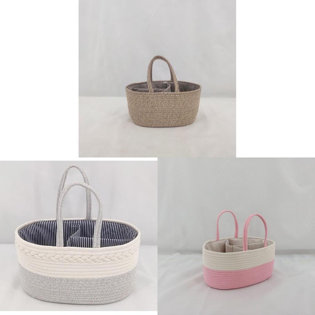 Cesto Portaoggetti Portatile per Bambini Organizer in Corda di Cotone Per Articoli e Giocattoli per Bambini