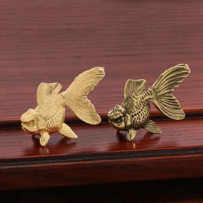 Brass Goldfish Furniture Pull Handles Single Hole Cabinet Door Drawer Knob Cupboard Wardrobe Closet Handles Kitchen Pulls Decor