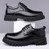 Fashion 2025 Men's Leather Derby Shoes Fashion Business Formal Oxfords with Thick Sole & Elevator Design Non-Slip Office Wear for Autumn
