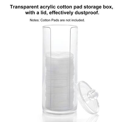 Dispensador de suporte de almofada de algodão acrílico para maquiagem, frascos redondos de armazenamento de cosméticos com tampas, cotonete de algodão