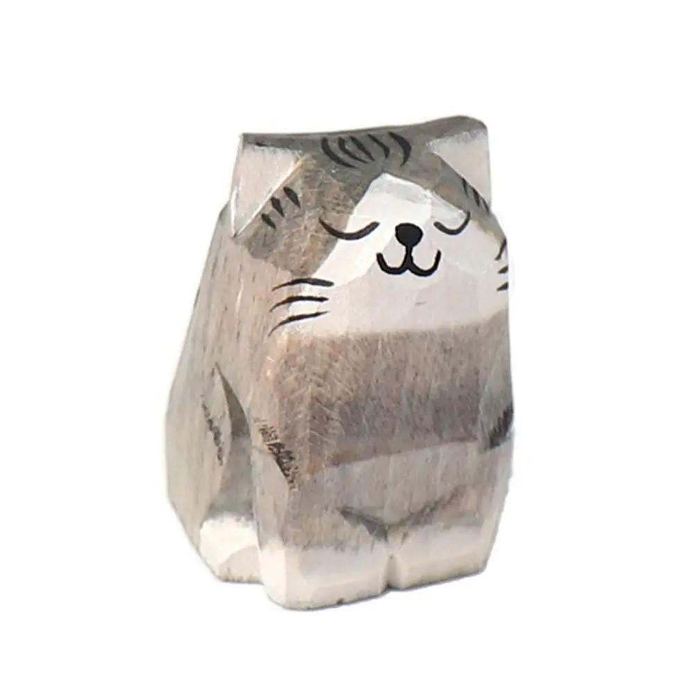 Подарок Мультяшное Животное Деревянная Фигурка Медведя Деревянная Детская Настольная Мелочь Резное Искусство Ремесло Резьба Статуэтка Кошки