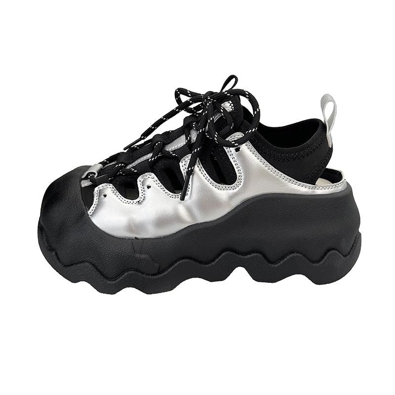 Ugly Cute Sports and Leisure Shoes Women's 2025 Autumn New Thick-soled Heightening Small Hollow Breathable Sports Sandals