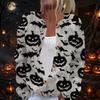 Women's Long Sleeve Knit Cardigan Button Up Sweater Lightweight Halloween Print Casual Open Front Top for Fall and Winter