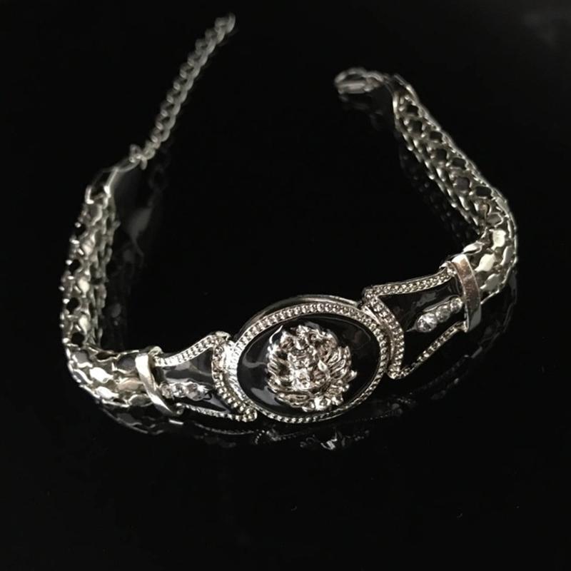 Women's Fashion Jewelry Oil Painting Lion Head Alloy Bracelet Diamond Bracelet