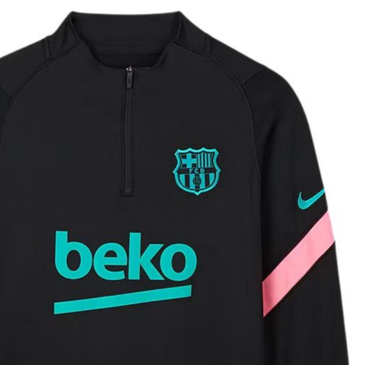 Nike X Barcelona Football Club Dri-Fit 20/21 Strike Drill Comfortable Stand Collar Long Sleeve Football Shirt Men Tops CK9611-011