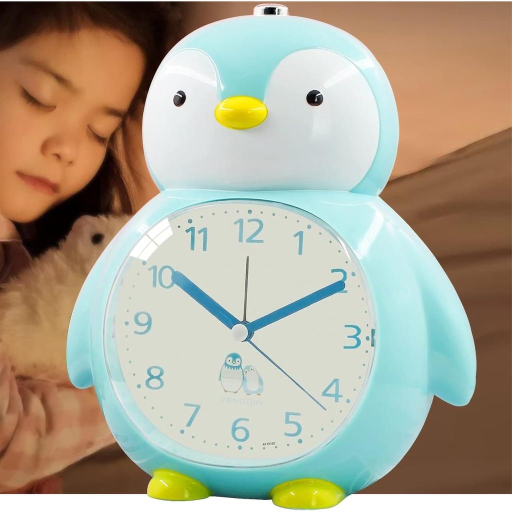 Будильник с изображением пингвина, детский будильник без тиканья, будильник из АБС-пластика с защитой от падений и ночником, для детской спальни