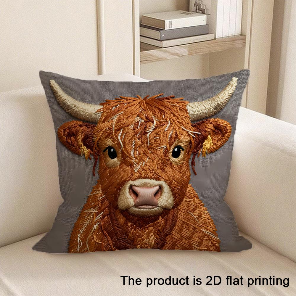 1pc Adorable 2D Flat Printed Animal-Patterned Pillowcases Sofa cushion cover home bedroom room decoration