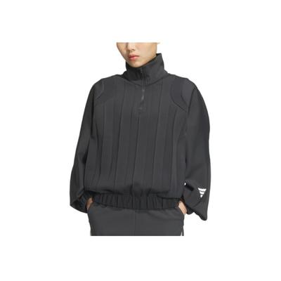 Série Décontractée Pull Confortable à Col Montant Demi-Zip Sweat-shirt Femme Noir Carbone JM4258