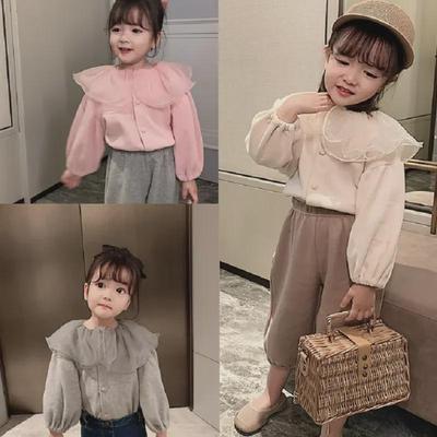 Girls' Mesh Lotus Leaf Collar Cardigan - Autumn Top for Ages 3-8