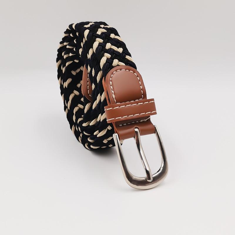 Men and Women Pin Buckle Canvas Belts, Thin Elastic Elastic Belts, Young Students Knitted Canvas Belts