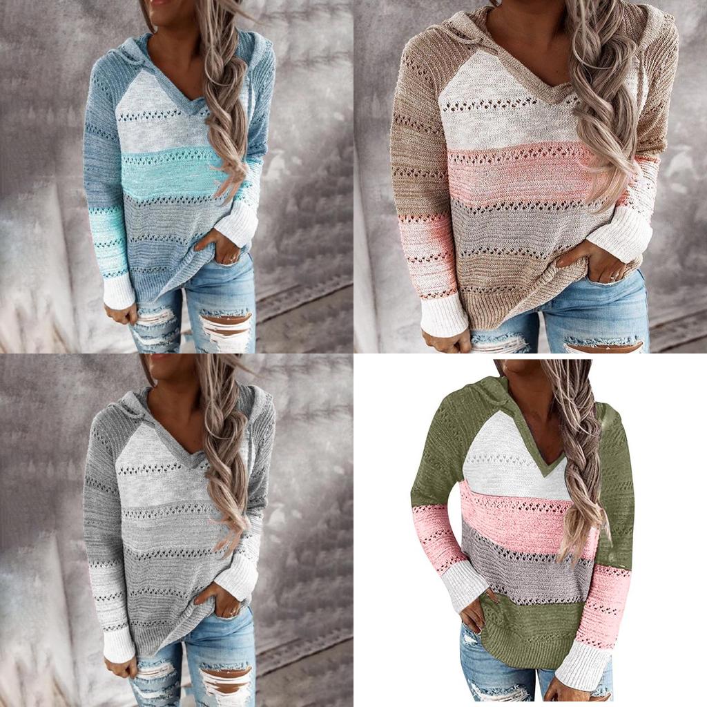 Womens Cozy Knitted Sweater With Vneck For Casual Winter Wear