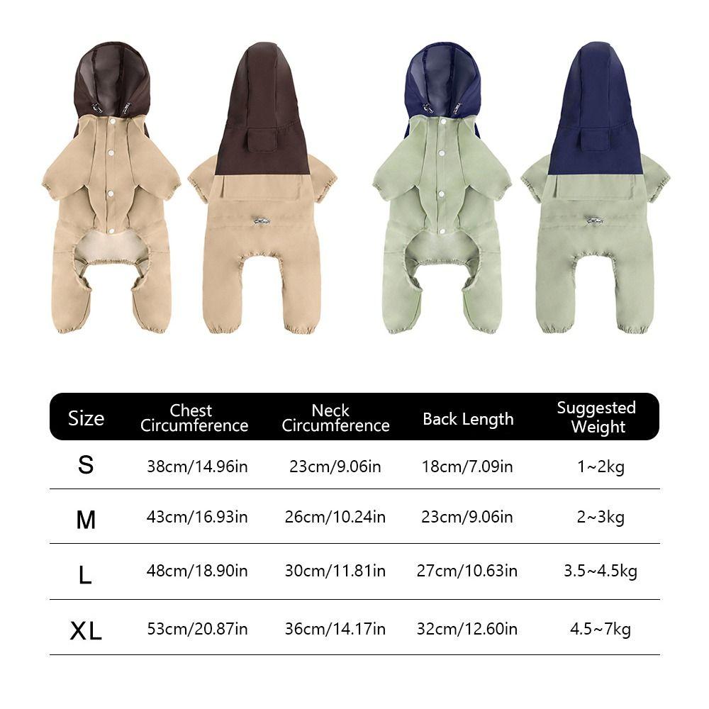 Fashion Patchwork Pet Raincoat Waterproof Reflective Dog Coats Jackets Keep Warm Windproof Dog Four-legged Work Jacket