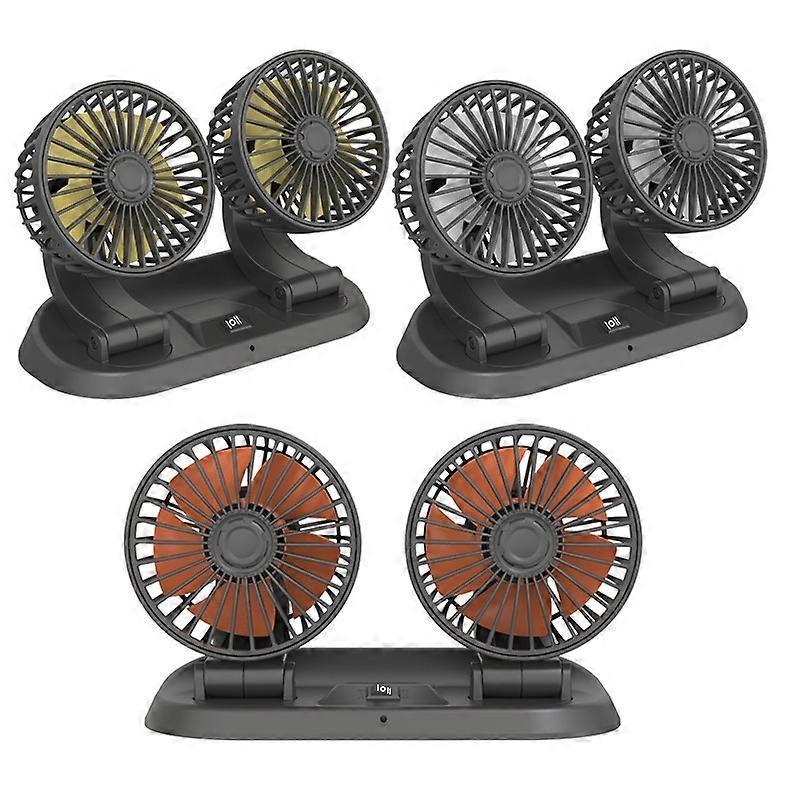 F410 12V Car Dual-head Folding Electric Cooling Fan with Temporary Temporary Parking Card