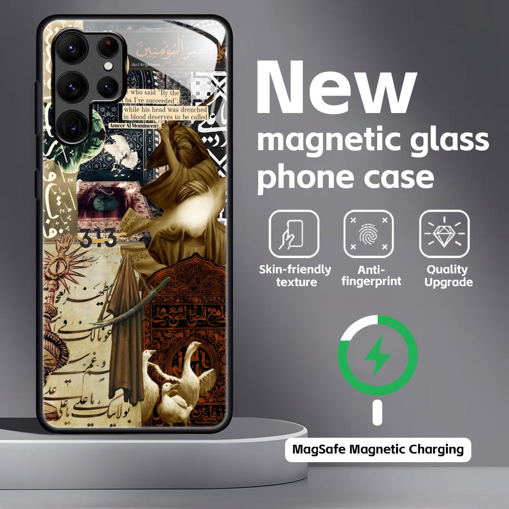 Imam Hussain Shia Ali Phone Case For Samsung S26 S25 S24 S23 S22 S21 Plus Ultra Note20 Glass Magnetic Case