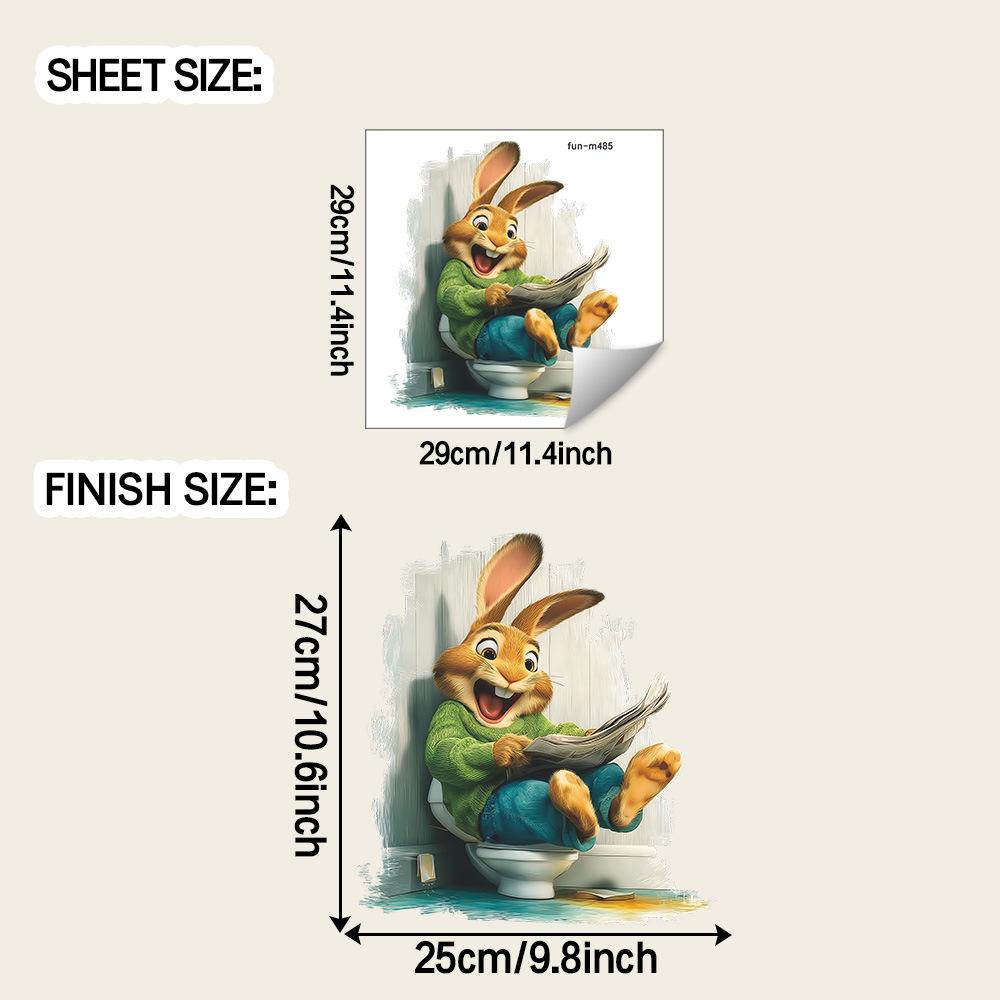 

Мультяшные кролики, читающие газеты в туалете, ванной комнате, туалете, декоративные наклейки на стену