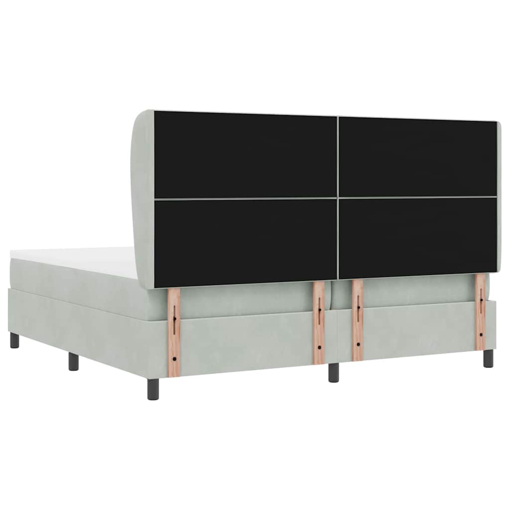 Boxspring Bed with Headboard Light Gray 200 X 200 Cm Velvet