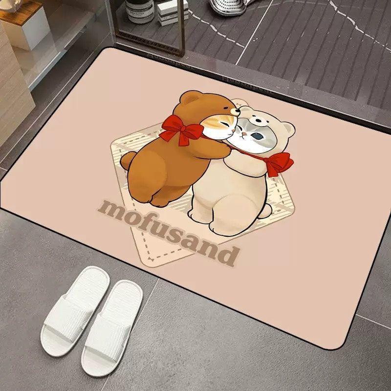 2pcs Cartoon Cat Diatom Mud Floor Mat Bathroom Water Absorption Quick Drying Easy Cleaning Foot Pad Non-slip Mat