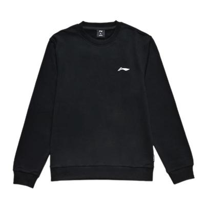 Felpa con scollo a girocollo in maglia sportiva con logo Li Ning ricamato da uomo Felpa Nera AWDR603-1