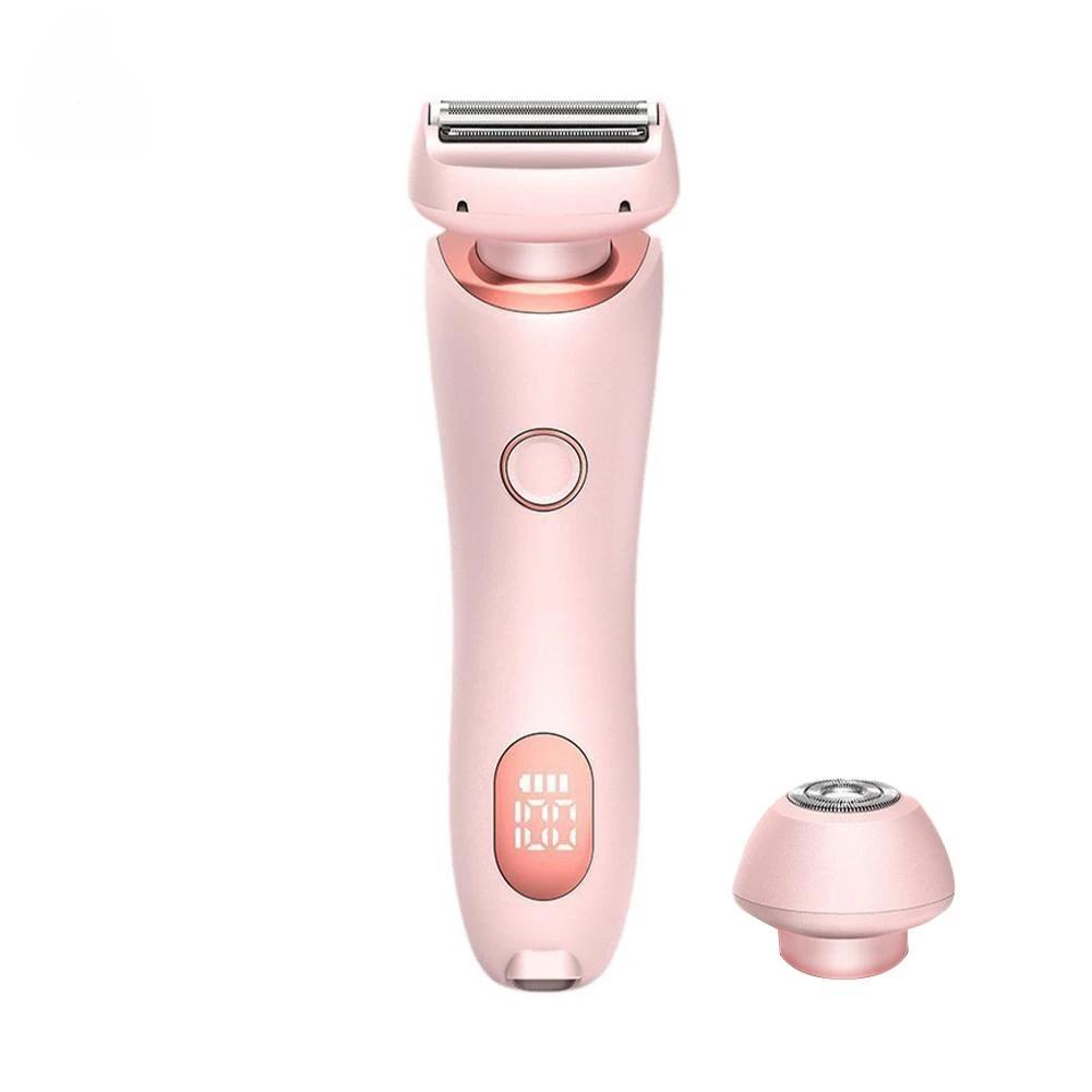 Painless Hair Removal At Home 2 In 1 Electric Shaver Razors for Women Bikini Trimmer for Pubic Hair Wet & Dry Electric Shaver