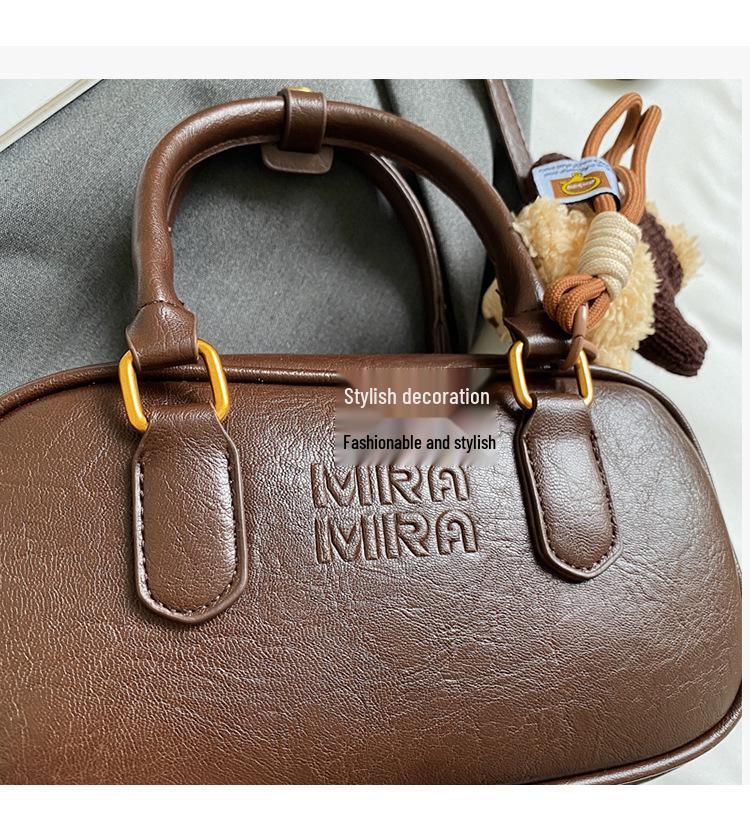 Maillard Retro Women's Bowling Bag: Versatile, Fashionable Autumn/Winter Handbag for Single Shoulder or Crossbody Use.