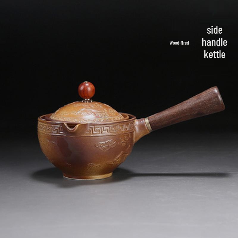 Rotating Ceramic Kung Fu Tea Set with Side Handle Filter Pot