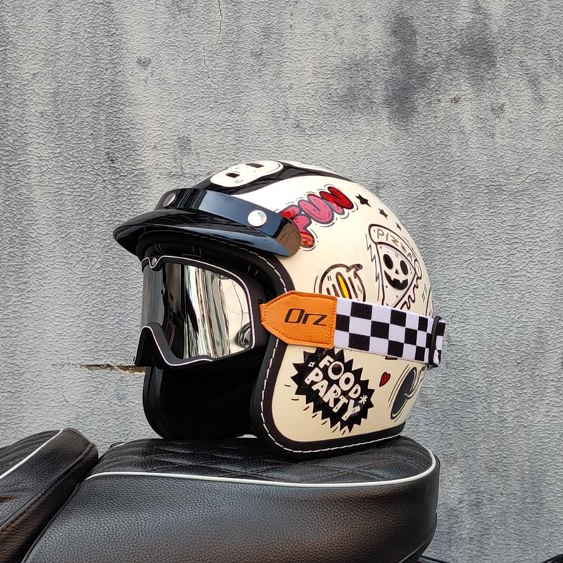 ORZ high-quality motorcycle retro helmet 3/4 semi covered helmet couple scooter cascos para moto capacetes de moto