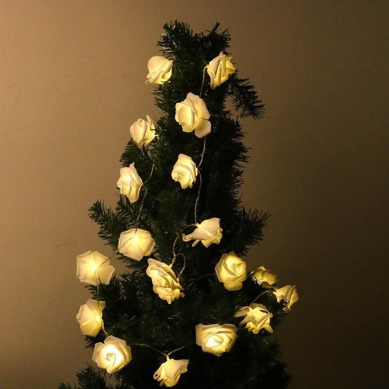 10 Rose Christmas Decoration String Lights Simulation Rose LED Light Post Lantern Lighting Fairy Lights Home Flower Party