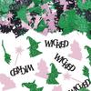 200 Pieces Glitter Pink Green Witch Confetti for Table Decorations, Magic Broom Witches Confetti Decorations Let's Have A Wicked Time Paper Table