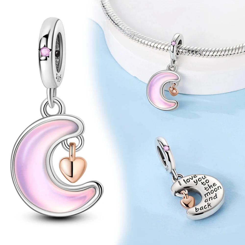 Copper Purple Heart Moon Planet Charm Pendant Beads Fit Charms Copper Original Bracelet For Women Jewelry